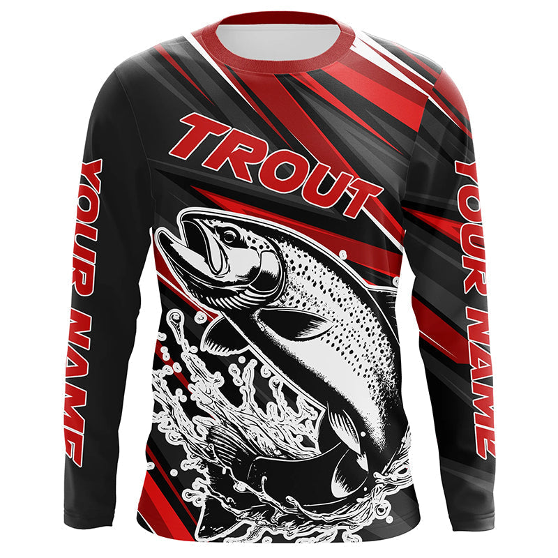 Black And Red Trout Fishing, Custom Trout Long Sleeve Performance Fishing