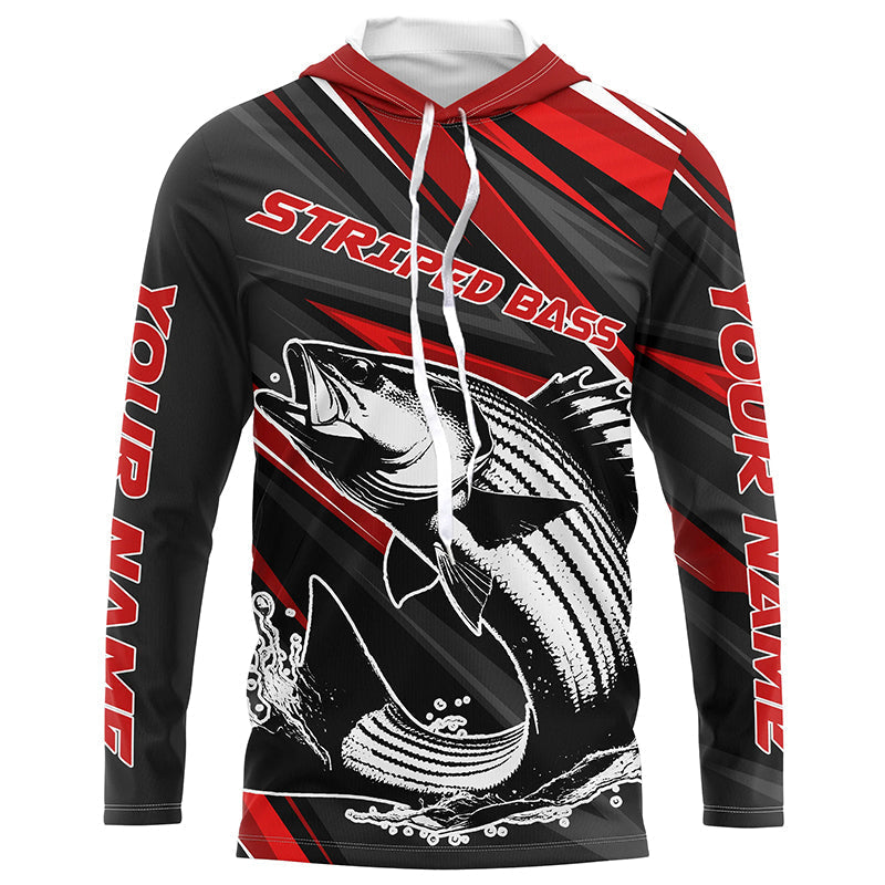 Black And Red Striped Bass Fishing, Custom Striper Long Sleeve Performance Fishing