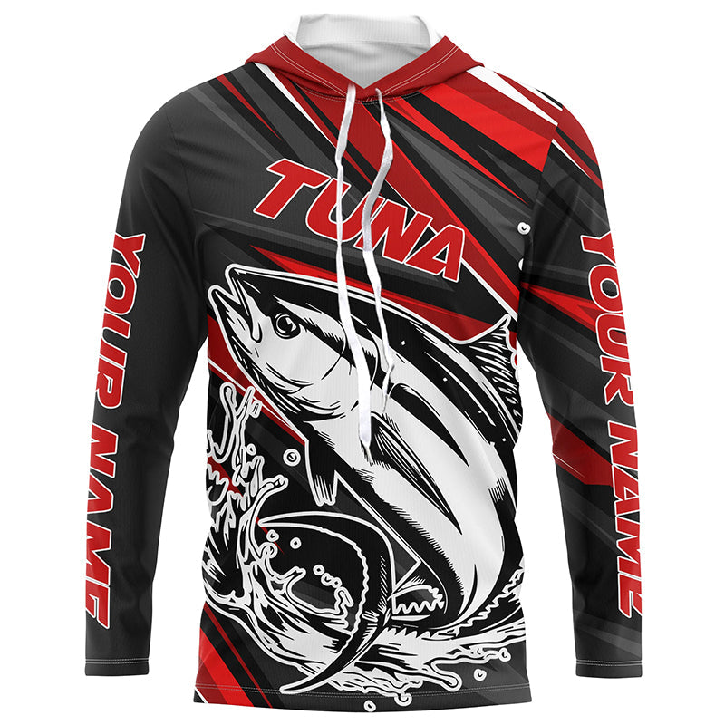 Black And Red Tuna Fishing, Custom Tuna Long Sleeve Performance Fishing