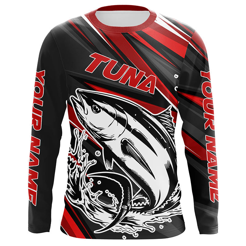Black And Red Tuna Fishing, Custom Tuna Long Sleeve Performance Fishing