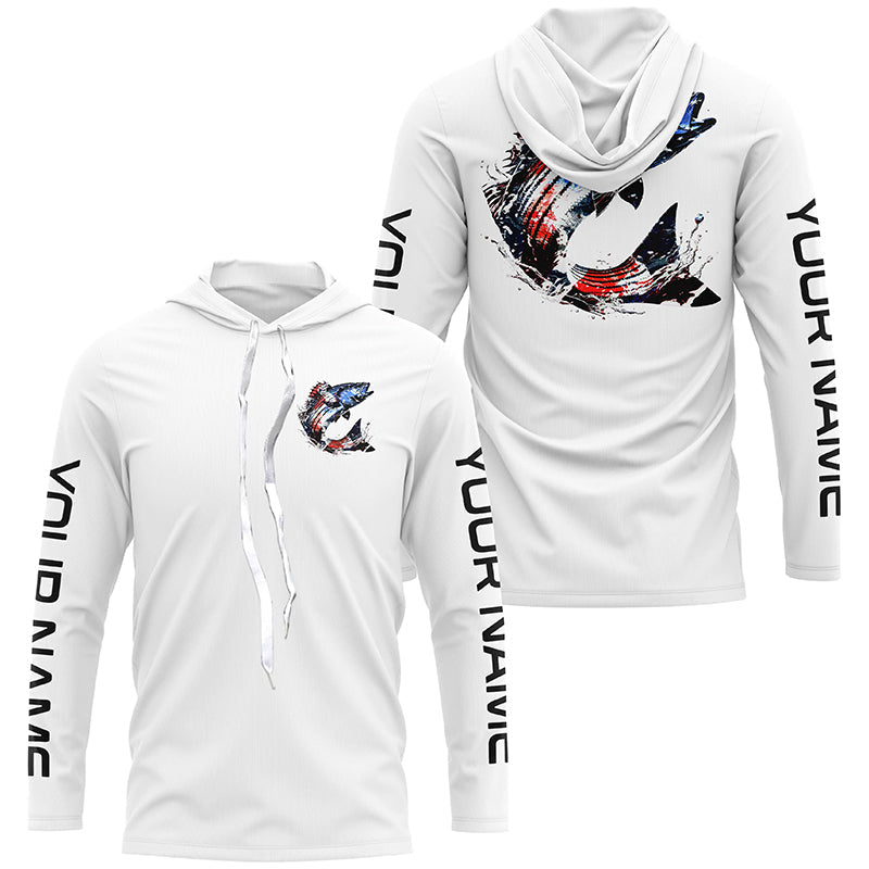 Custom Patriotic American Flag Striped Bass Fishing, Striper Fishing Tournament