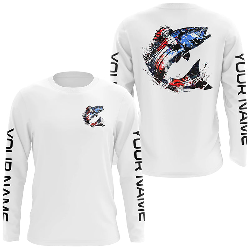 Custom Patriotic American Flag Striped Bass Fishing, Striper Fishing Tournament