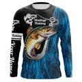 Fish Hook Walleye Fishing Custom Long Sleeve Tournament Fishing Fishing | Blue Camo