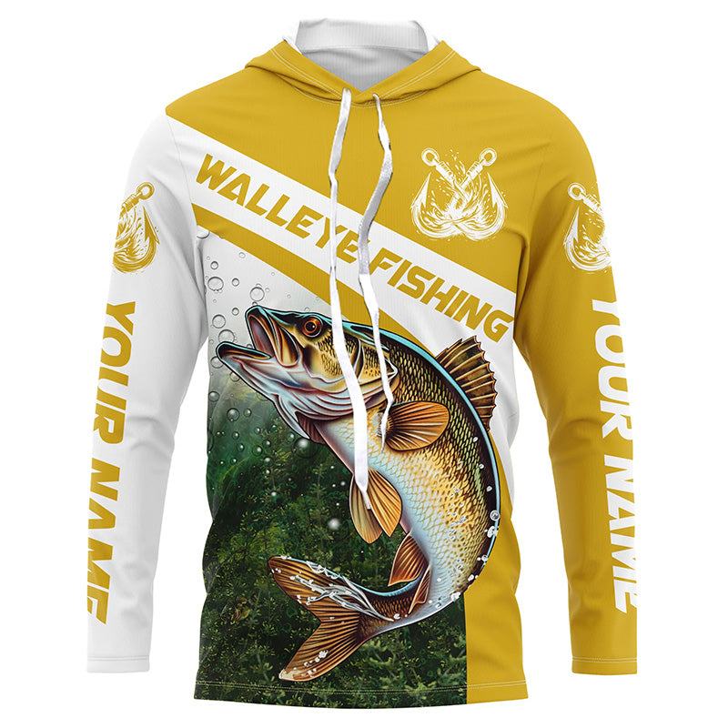 Walleye Fishing Custom Long Sleeve Fishing, Walleye Tournament Fishing | Yellow