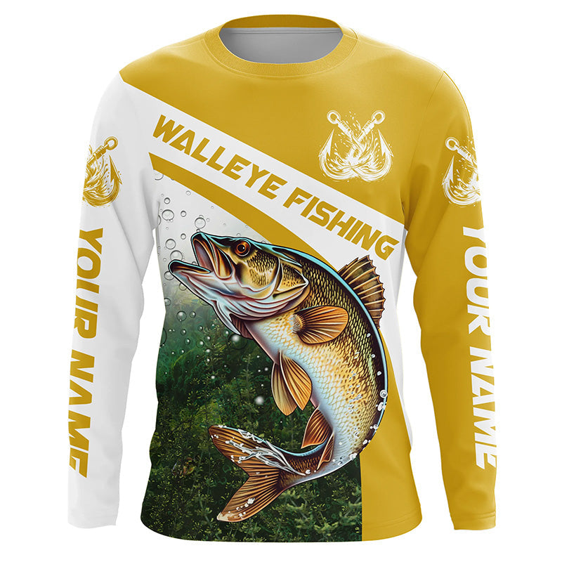 Walleye Fishing Custom Long Sleeve Fishing, Walleye Tournament Fishing | Yellow