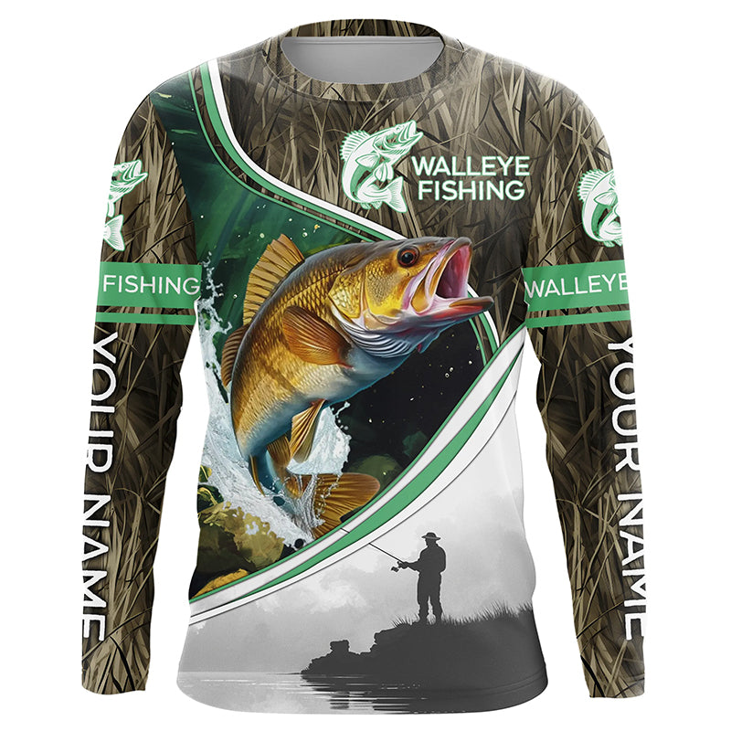 Personalized Walleye Uv Protection Long Sleeve Fishing, Walleye Tournament Fishing