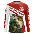 Walleye Fishing Custom Long Sleeve Fishing, Walleye Tournament Fishing | Red