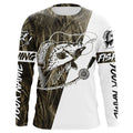 Custom Crappie Fishing Tattoo Long Sleeve, Grass Camo Crappie Fishing
