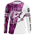 Custom Crappie Fishing Tattoo Long Sleeve, Pink Grass Camo Crappie Fishing