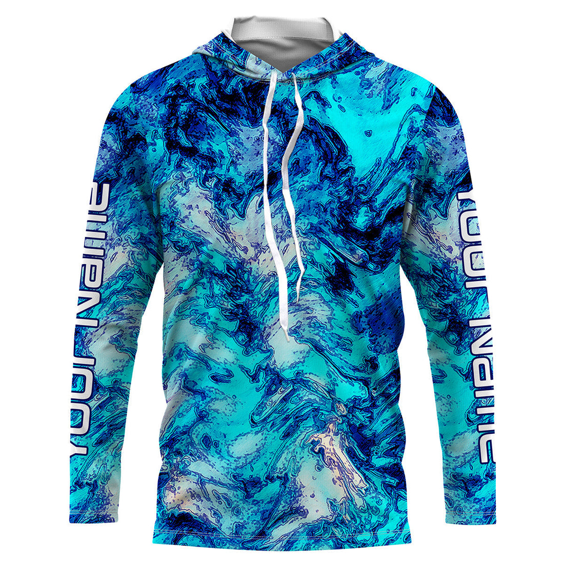 Blue camo Custom UV Long Sleeve performance Fishing, personalized Fishing gifts