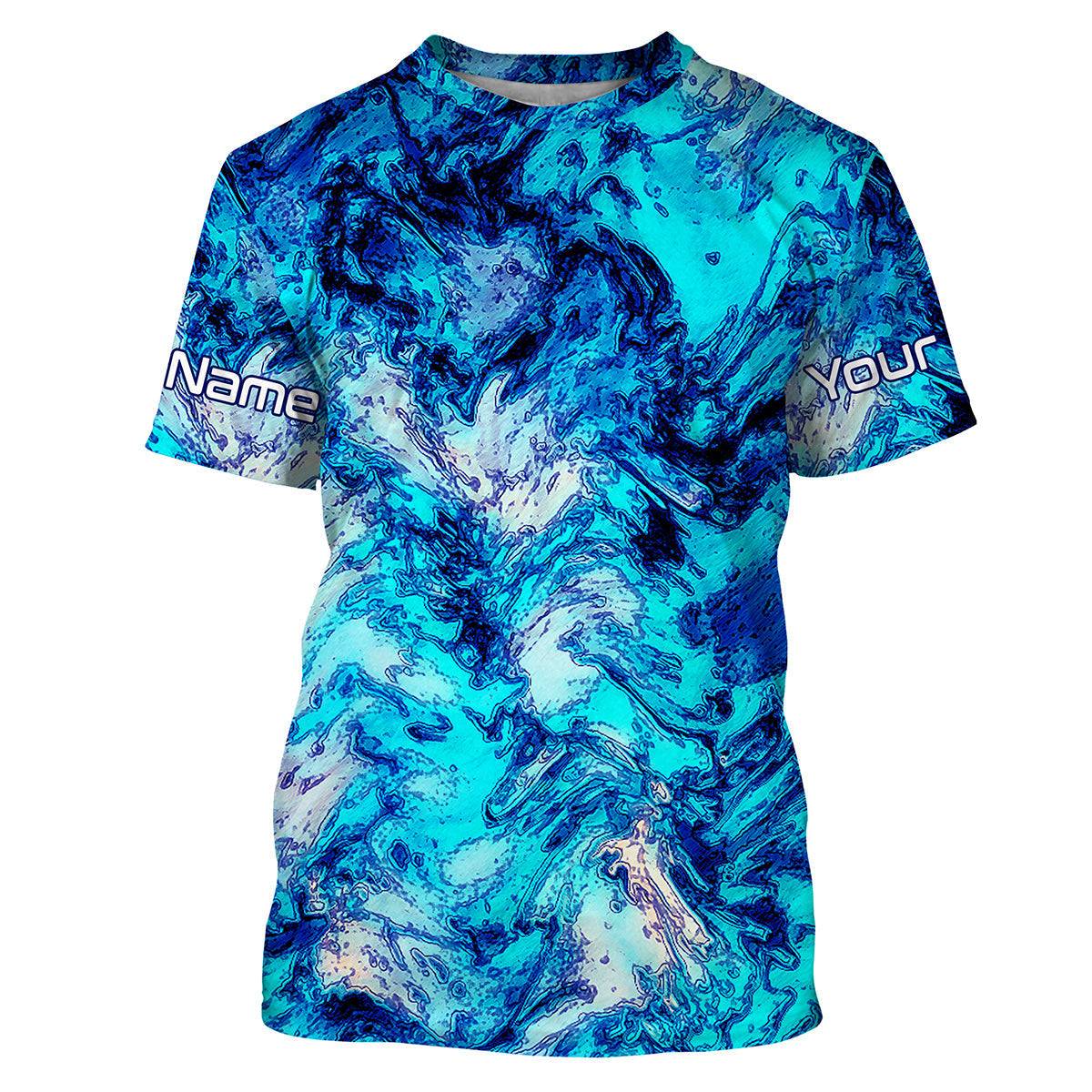 Blue camo Custom UV Long Sleeve performance Fishing, personalized Fishing gifts