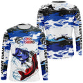 Custom Patriotic Bass Fishing Camo, American Flag Bass Long Sleeve Fishing