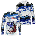 Custom Patriotic Tuna Fishing Camo, American Flag Tuna Long Sleeve Saltwater Fishing
