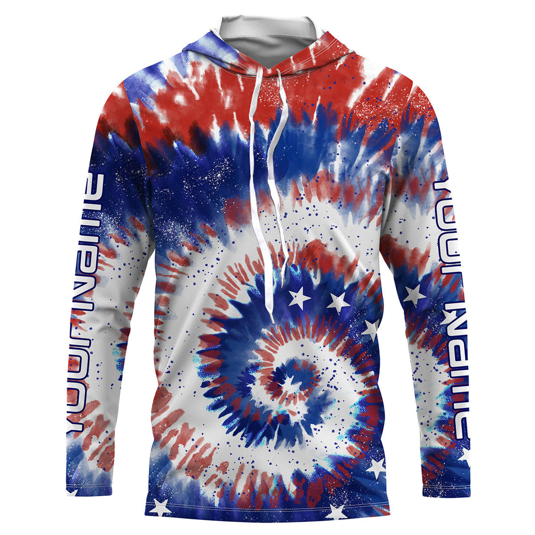 Custom Tie dye American Flag Fishing, USA Patriotic Fishing gifts UV Protection