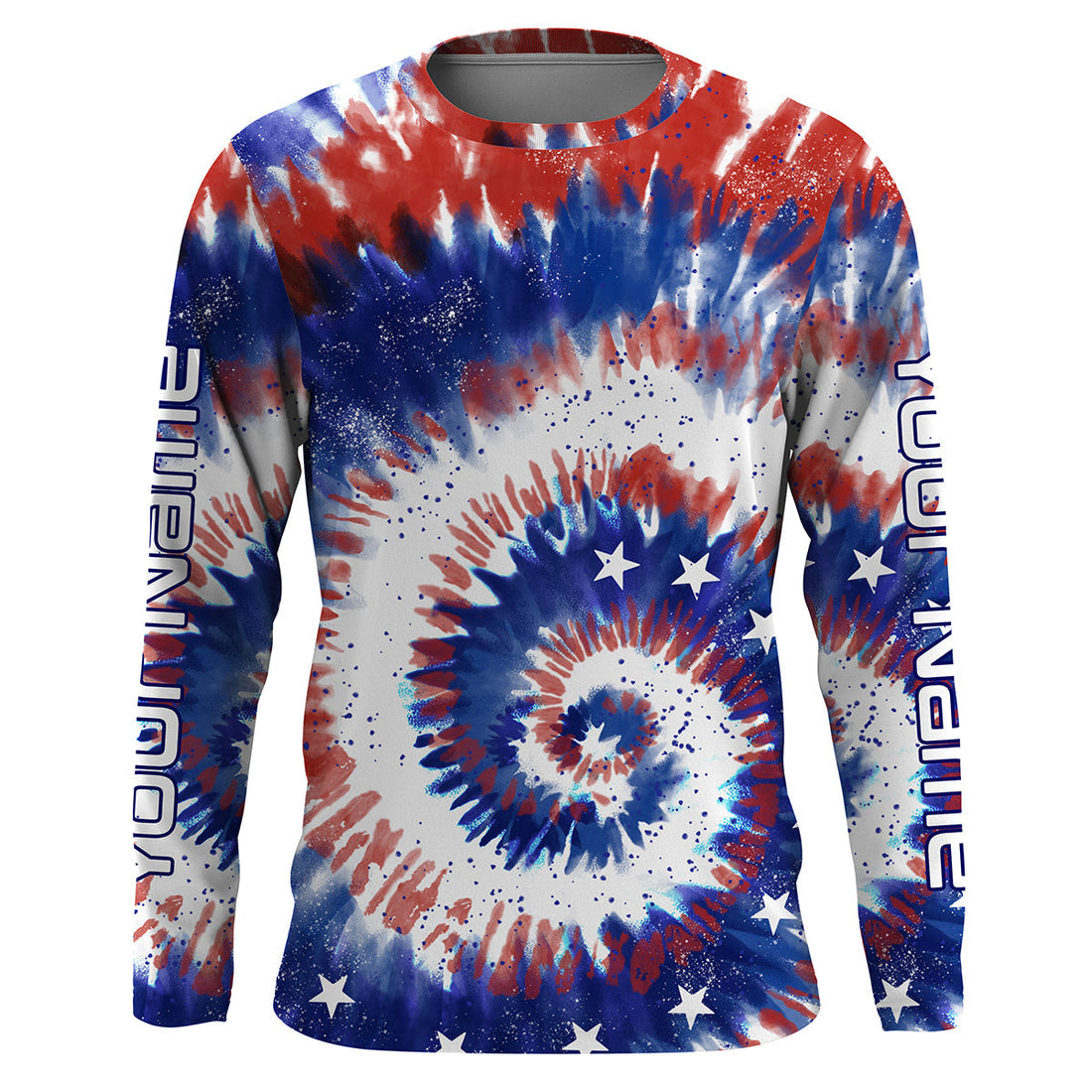 Custom Tie dye American Flag Fishing, USA Patriotic Fishing gifts UV Protection