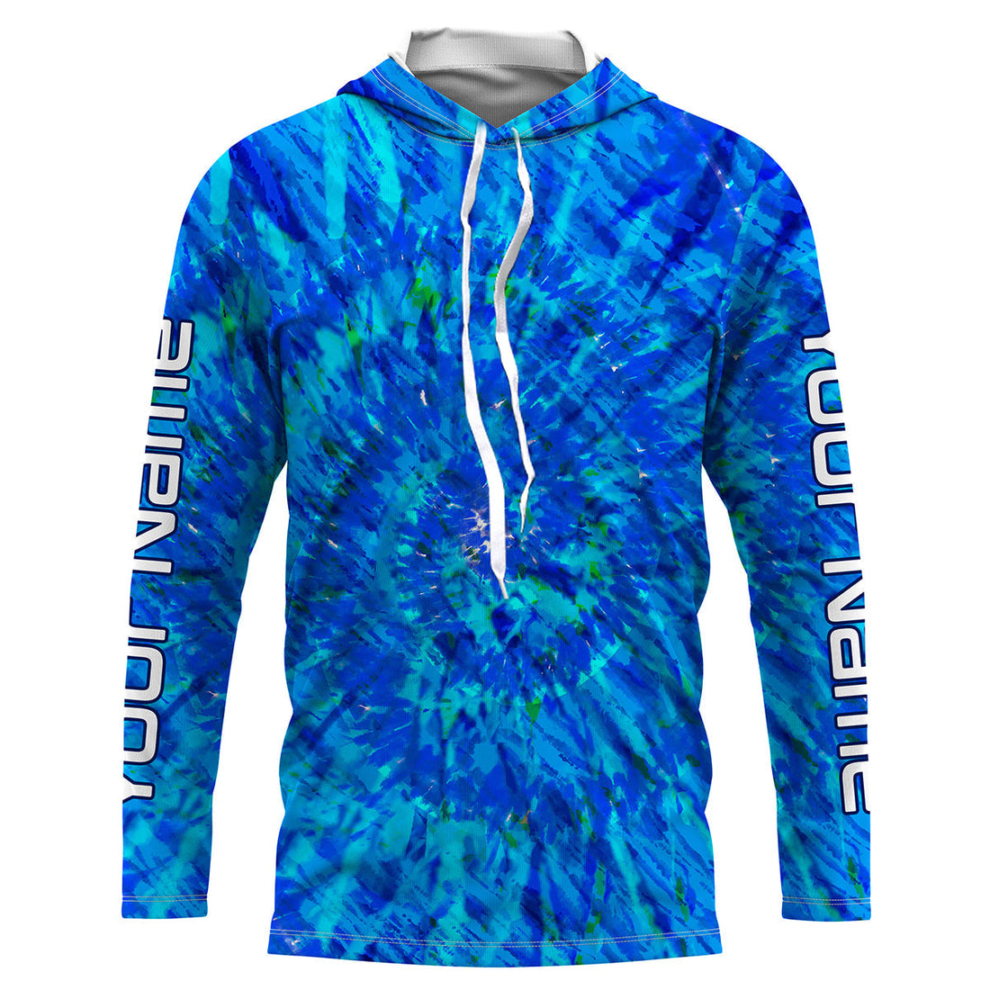Blue Tie Dye Custom Long Sleeve performance Fishing, tournament Fishing