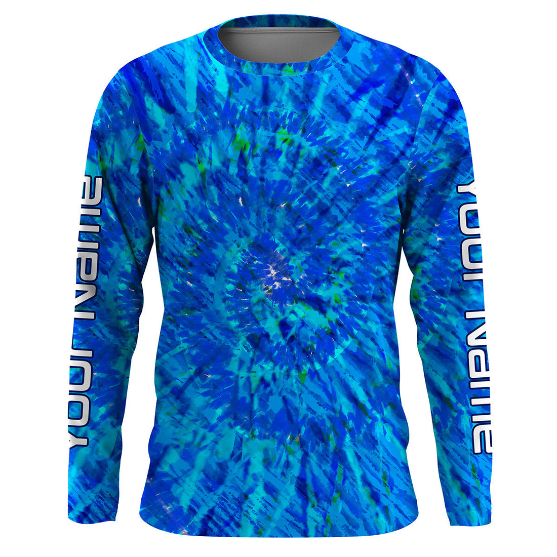 Blue Tie Dye Custom Long Sleeve performance Fishing, tournament Fishing