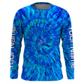 Blue Tie Dye Custom Long Sleeve performance Fishing, tournament Fishing