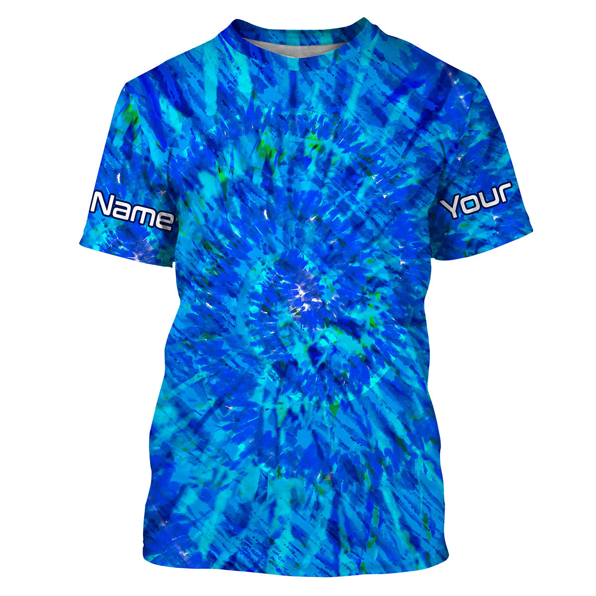 Blue Tie Dye Custom Long Sleeve performance Fishing, tournament Fishing