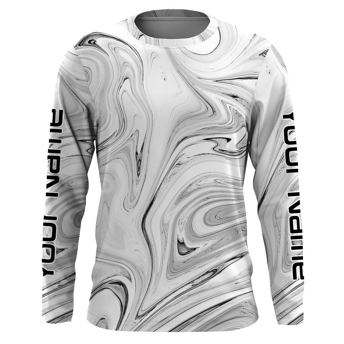 Black and white wave camo Custom Long sleeve performance Fishing, women and kids