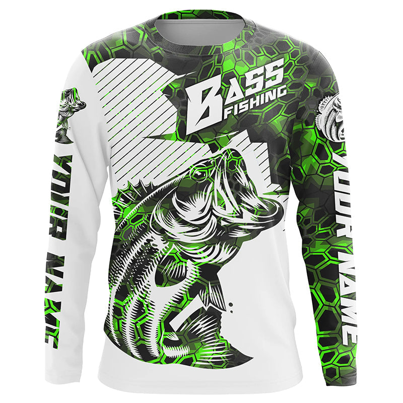 Personalized Bass Fishing, Bass Fishing Long Sleeve Fishing Tournament | Green Camo