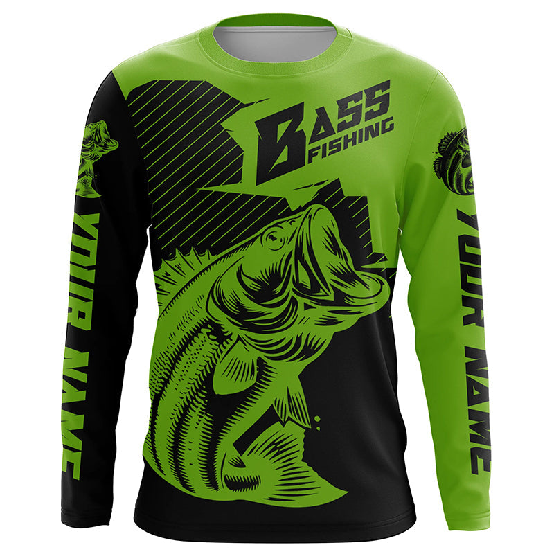 Personalized Bass Fishing, Bass Fishing Long Sleeve Fishing Tournament | Green