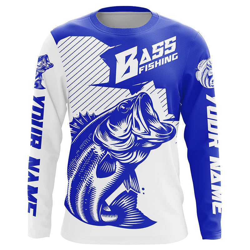 Personalized Bass Fishing, Bass Fishing Long Sleeve Fishing Tournament | Blue
