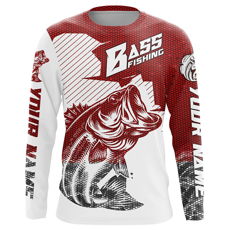 Personalized Bass Fishing, Bass Fishing Long Sleeve Fishing Tournament | Red Camo