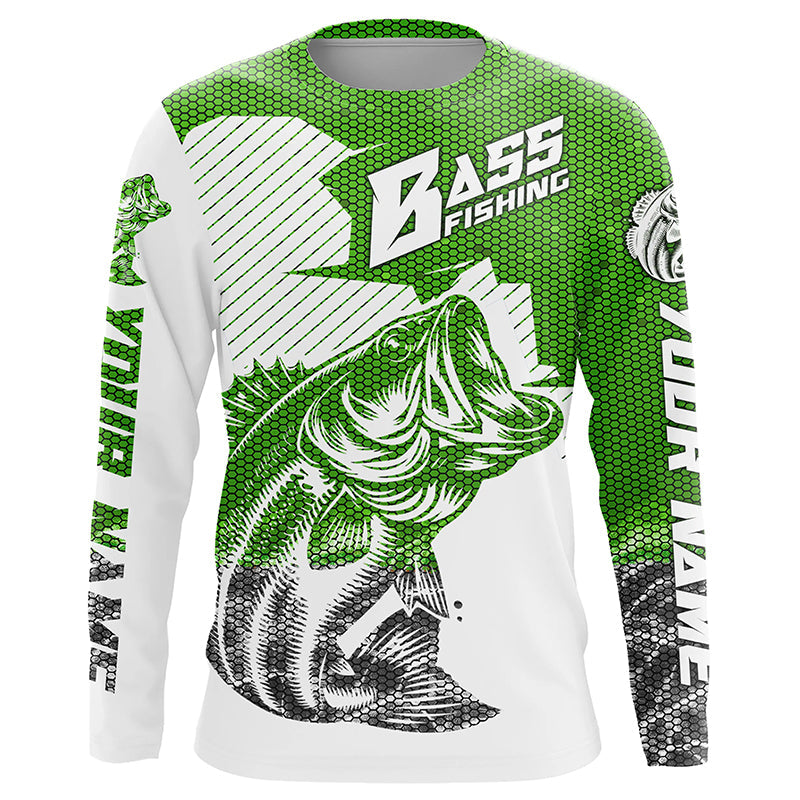 Personalized Bass Fishing, Bass Fishing Long Sleeve Fishing Tournament | Green Camo