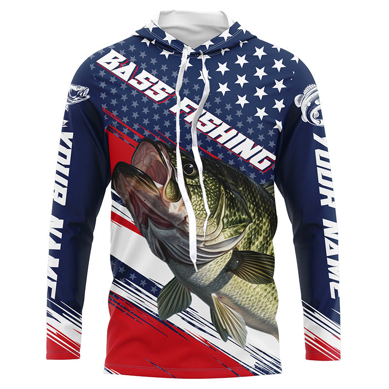 American Flag Bass Fishing, Personalized Patriotic Bass Fishing For Fisherman