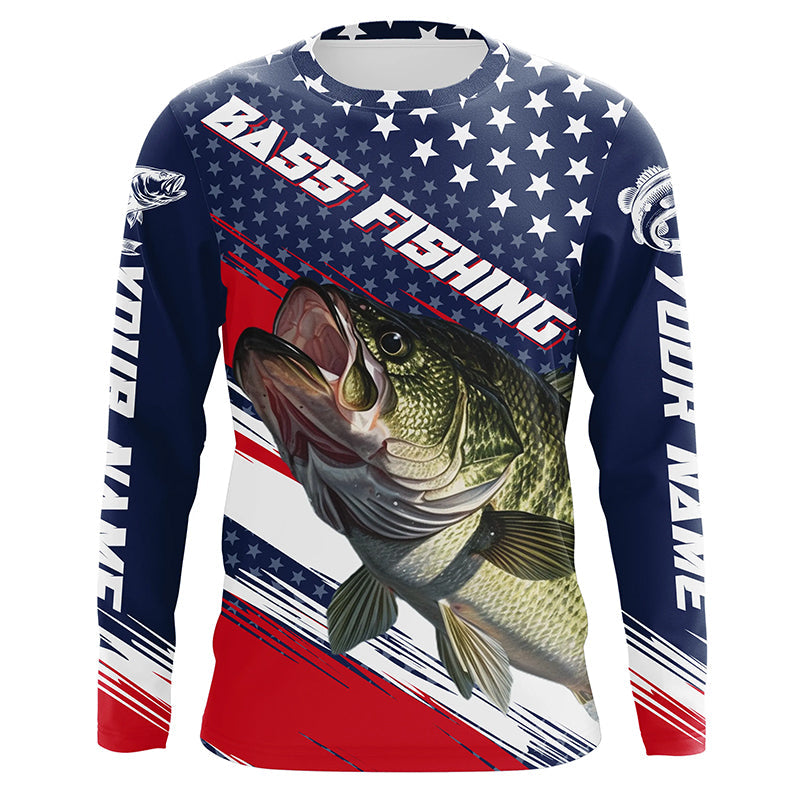 American Flag Bass Fishing, Personalized Patriotic Bass Fishing For Fisherman