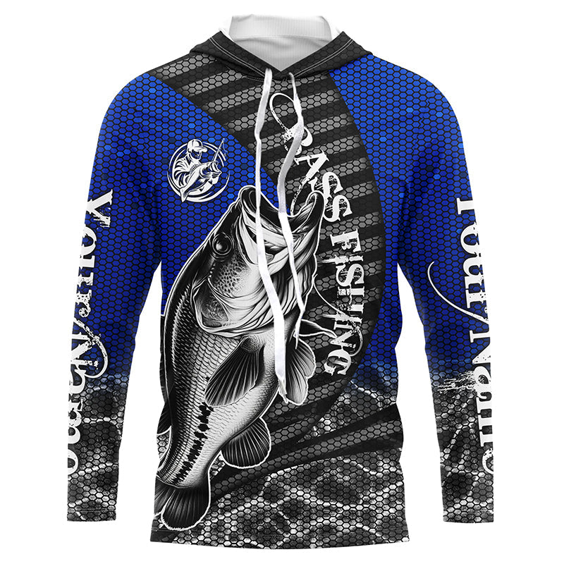Custom Largemouth Bass Long Sleeve Tournament Fishing, Bass Fishing | Blue