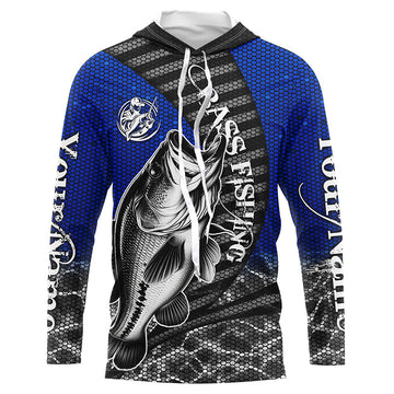 Custom Largemouth Bass Long Sleeve Tournament Fishing, Bass Fishing | Blue