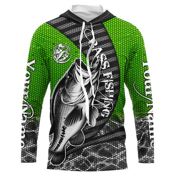 Custom Largemouth Bass Long Sleeve Tournament Fishing, Bass Fishing | Green