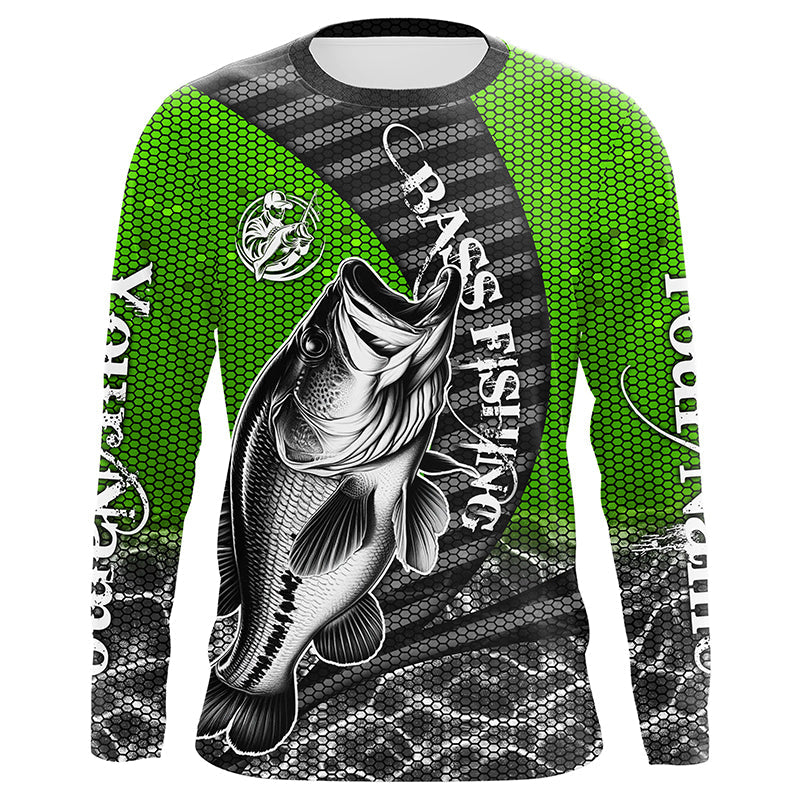 Custom Largemouth Bass Long Sleeve Tournament Fishing, Bass Fishing | Green