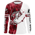 Custom Bass Fishing Tattoo Red Camo Long Sleeve Tournament Fishing, Bass Fishing