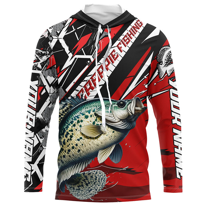 Personalized Crappie Fishing, Crappie Long Sleeve Tournament Fishing | Black And Red