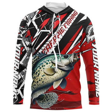 Personalized Crappie Fishing, Crappie Long Sleeve Tournament Fishing | Black And Red