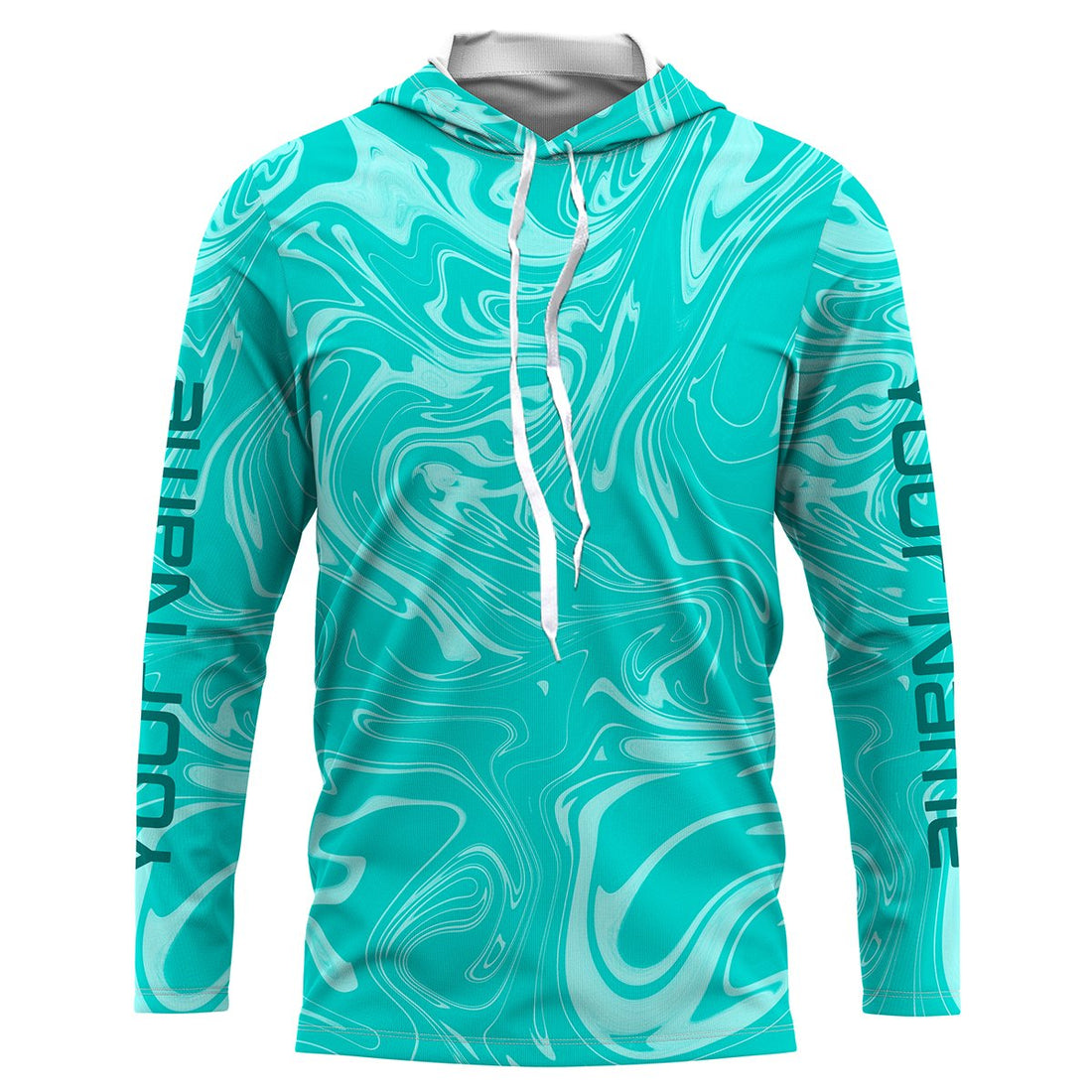 Teal blue wave camo Custom Long sleeve performance Fishing, Saltwater Fishing