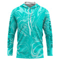 Teal blue wave camo Custom Long sleeve performance Fishing, Saltwater Fishing