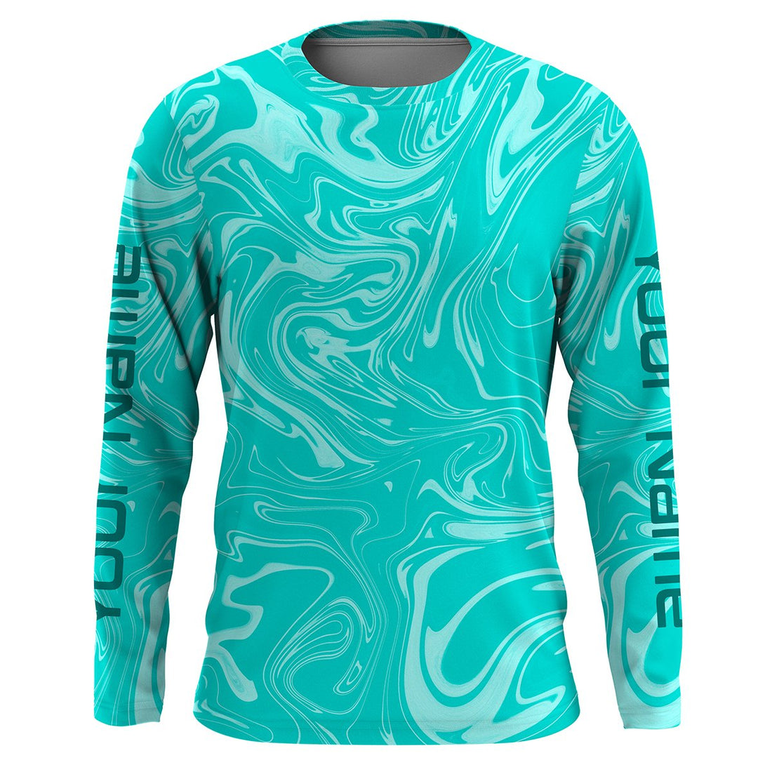 Teal blue wave camo Custom Long sleeve performance Fishing, Saltwater Fishing