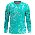Teal blue wave camo Custom Long sleeve performance Fishing, Saltwater Fishing