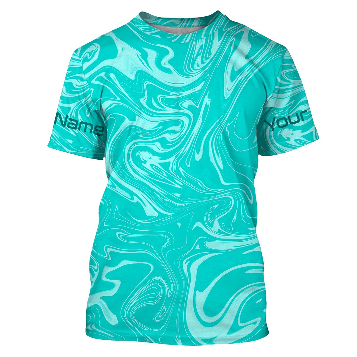 Teal blue wave camo Custom Long sleeve performance Fishing, Saltwater Fishing
