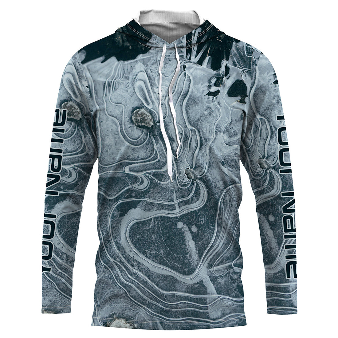 Personalized sea waves camo Long sleeve UV Protection Fishing, Custom Men Fishing apparel