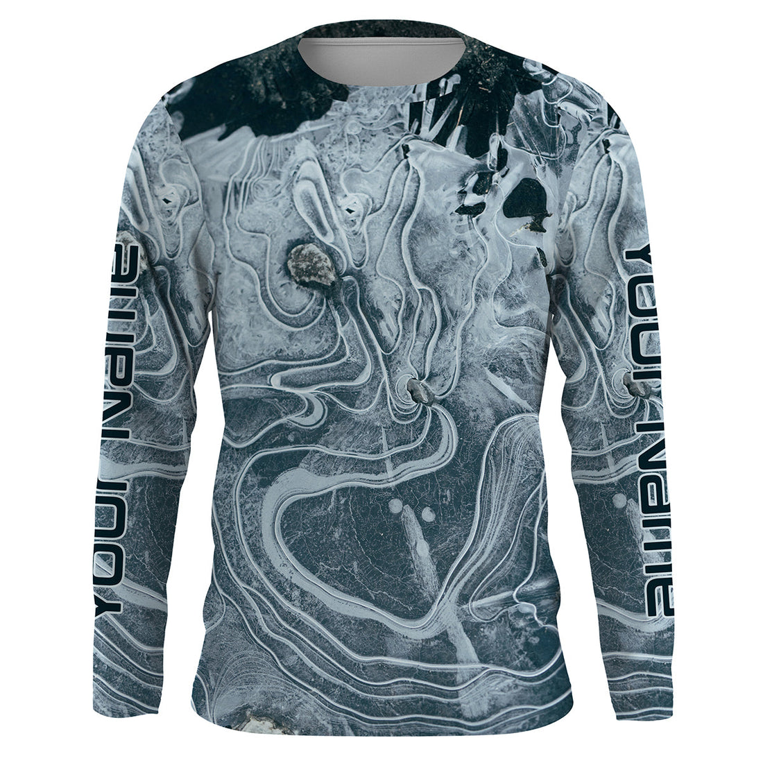 Personalized sea waves camo Long sleeve UV Protection Fishing, Custom Men Fishing apparel