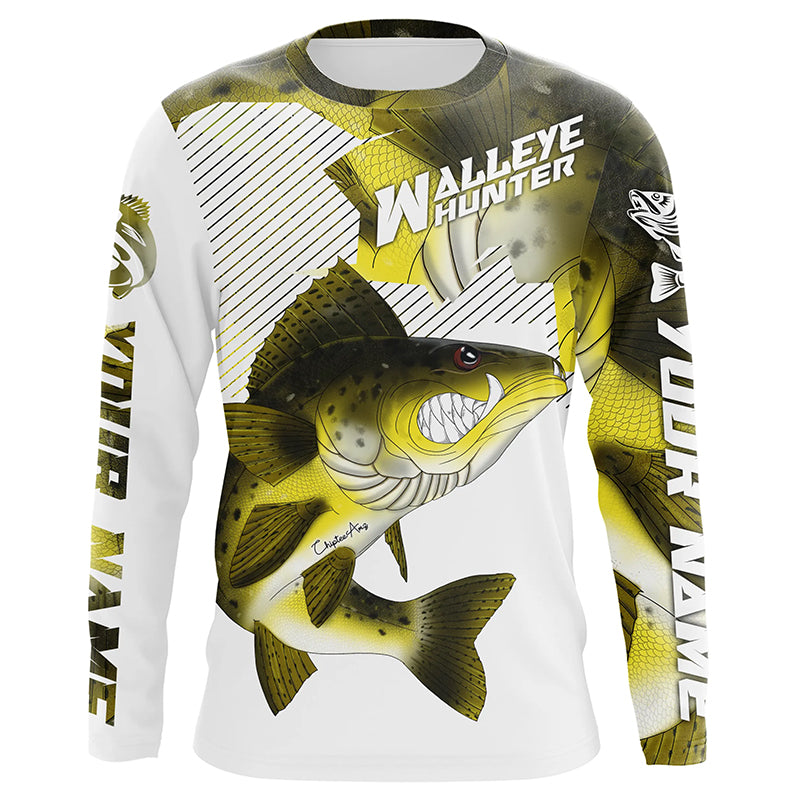 Walleye Hunter Custom Walleye Long Sleeve Fishing, Personalized Walleye Fishing