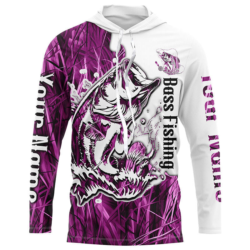 Custom Largemouth Bass Fishing Long Sleeve Tournament, Bass Fishing League | Pink Camo