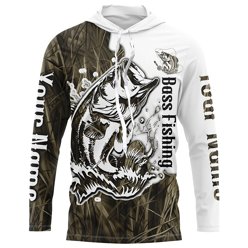 Custom Largemouth Bass Fishing Long Sleeve Tournament, Bass Fishing League | Grass Camo