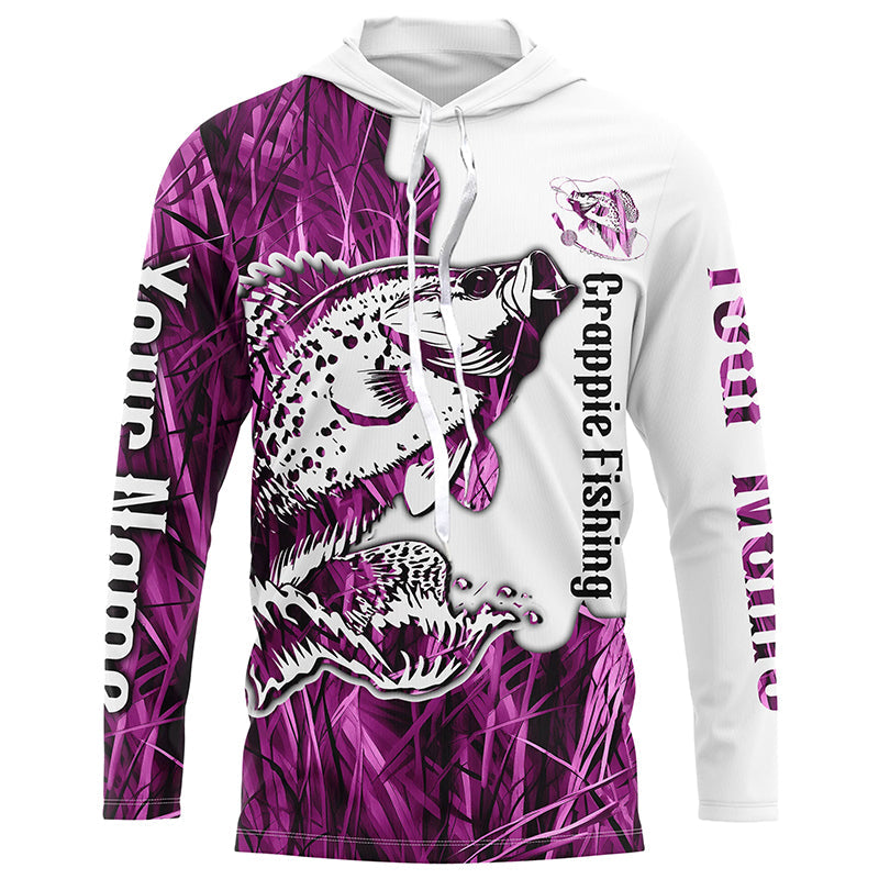 Custom Crappie Fishing Long Sleeve Tournament, Crappie Fishing League | Pink Camo