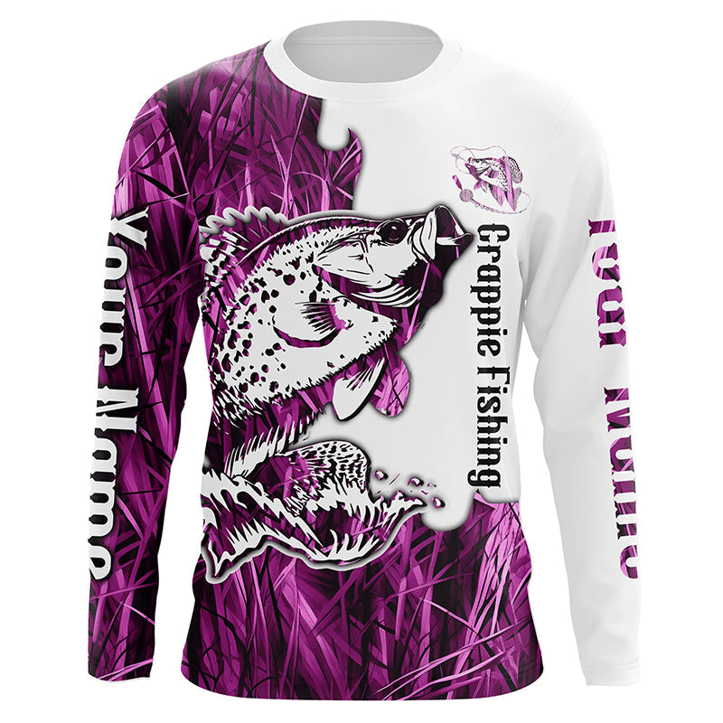 Custom Crappie Fishing Long Sleeve Tournament, Crappie Fishing League | Pink Camo
